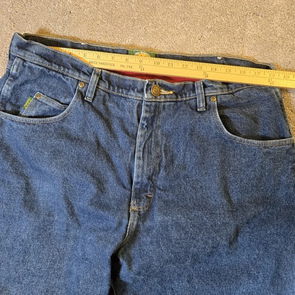 Cabela's Roughneck Jeans Mens 38x30 Red Fleece Lined Straight Denim‎